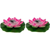 Yeehliny Lotusblüten-Licht, künstliche schwimmende Lotusblumen, Solar-Licht, Solar Lotusblüte, Pool-Licht, Schwimmender Künstlicher Lotus Laterne, Solarleuchte, Teich Dekoration (2PCS-Pink)