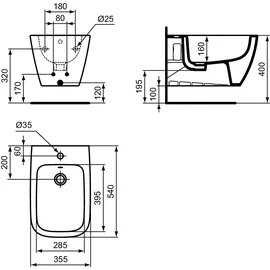 Ideal Standard i.life B Wandbidet, T461558,