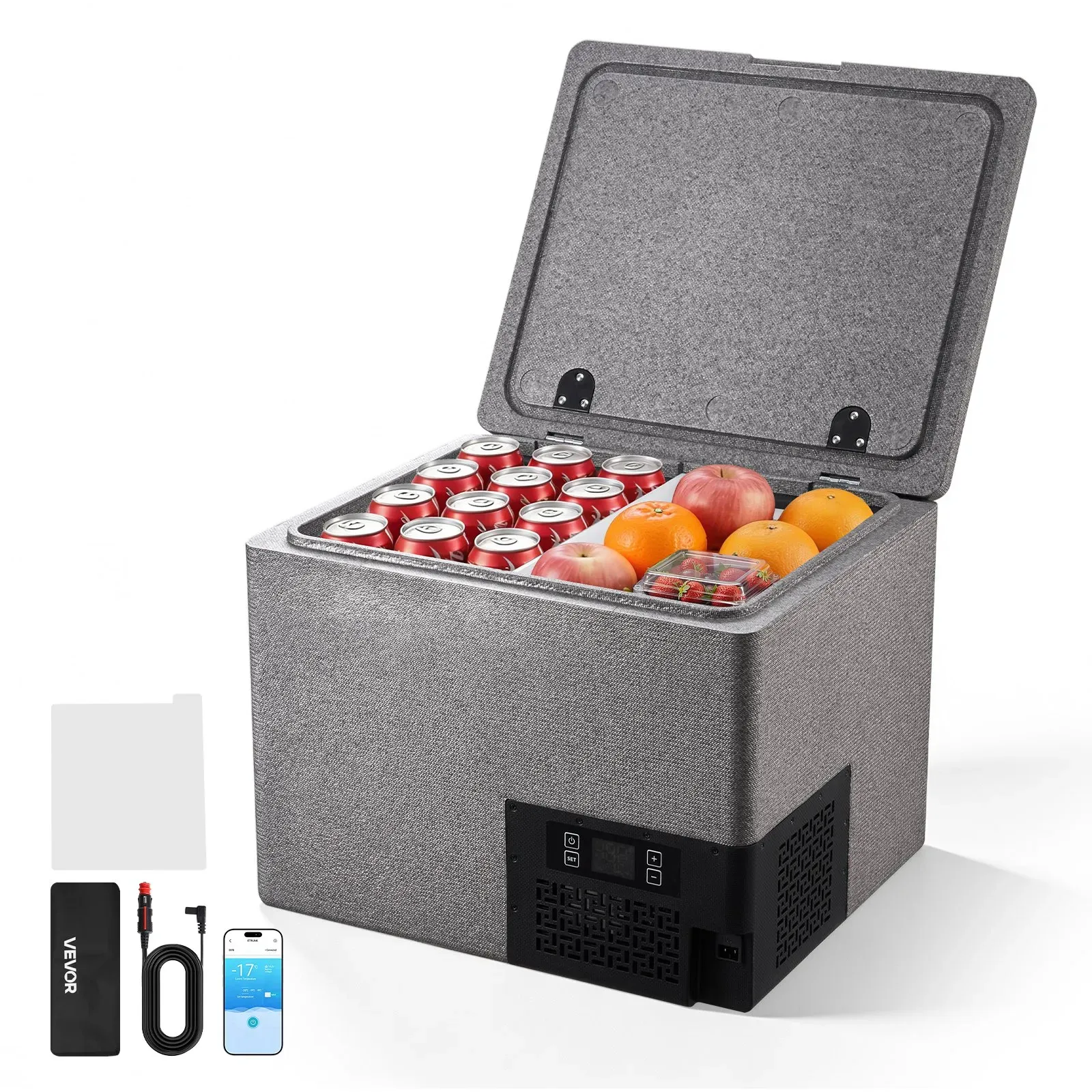 VEVOR Kompressor Kühlbox  40 L, Auto Kühlschrank aus Ultraleichtem EPP, Elektrische Gefrierbox mit App-Steuerung, 12 V/24 V DC, -10 °C bis 10 °C, für LKW, Van, RV, SUV, Boot, Reisen & Camping