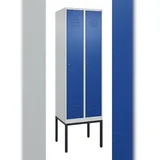 C+P Spind Classic PLUS, Gestell, 2 Abteile, HxBxT 212x60x50cm, Zylinderschloss, Hellgrau/Enzianblau von PROREGAL