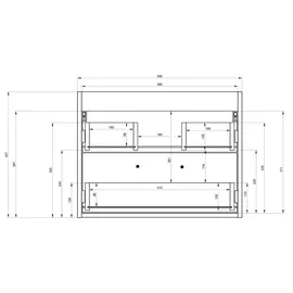 Badplaats Waschbeckenunterschrank Florence 60 x 35 cm Weiß Hochglanz - Hängender Badezimmerschrank mit 2 Schubladen - Weiß