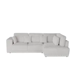 switch Ecksofa  in modernem Breitcord Torrino , grau , Maße (cm): B: 300 H: 94 T: 188