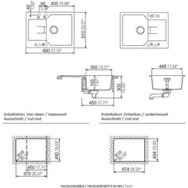 Schock Manhattan D-100S Einbau onyx + Excenterbetätigung