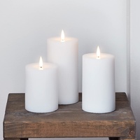 Lights4fun 3er Set TruGlow® weiße LED Kerzen mit Fernbedienung Echtwachskerzen LED Kerzen mit Timerfunktion LED Kerzen Flackernde Flamme