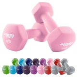 Miweba Sports Neopren Hantelset NKH100 | Profi Hantel - Hexagon Hanteln Set - Kurzhanteln - Kurzhantel Set - Gymnastikhanteln - Hantel Set - Dumbbell - 0,5-10 Kg (2X 5.0 kg, Rosa)