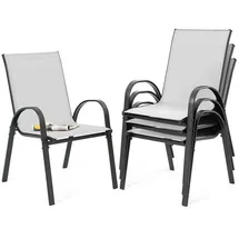 avestar Gartenstuhl 4er Set 4 x 59 x 59 x 88 cm grau/schwarz