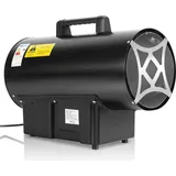 Bettizia Gasheizgebläse 30 kW Direkt, Heizkanone Gas, Luftdurchsatz 650 m3/h, Gasheizer mit Schlauch, Druckminderer, für Propan-/Butangasflasche - Schwarz