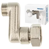 tecuro S-Anschluss Heizkörper 40 mm Höhenausgleich mit Eurokonus DN 15 AG x DN 20 ÜM Messing vernickelt