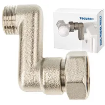 tecuro S-Anschluss Heizkörper 40 mm Höhenausgleich mit Eurokonus DN 15 AG x DN 20 ÜM Messing vernickelt