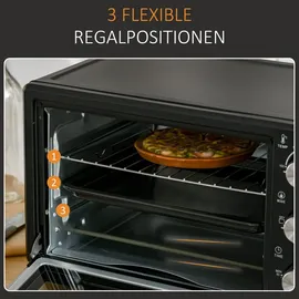 Homcom Minibackofen 21L einstellbare Temperatur Ofen 3 Kochmodi Schwarz+Silber