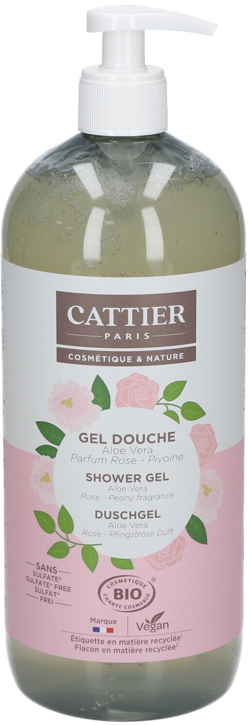CATTIER Gel douche 1L sans sulfate - Parfum Parfum Rose - Pivoine 1000 ml gel douche