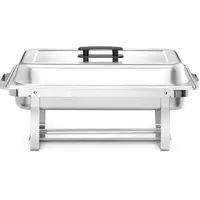 HENDI Chafing Dish GN 1/1, 4er-Set, für Buffets, hochglanzpoliert, inklusive Rahmen und Deckel, Warmhaltebehälter, Speisewärmer, 65mm tief, 9L, 575x352x(H)296mm, Edelstahl, Polypropylen