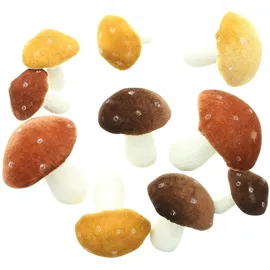 Dekoleidenschaft 10x Dekopilz Samt Dekofigur Pilz Ø 5-8 cm, Pilzset, Herbstdeko, Pilzdeko