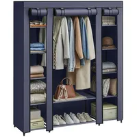 Songmics Kleiderschrank, Stoffschrank, 12 mit Kleiderstange und Ablagen, Stabiler