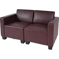 MCW Modular 2-Sitzer Sofa Couch Moncalieri, Kunstleder ~ rot-braun