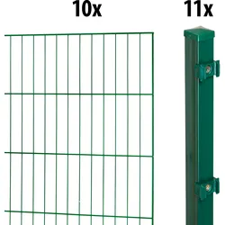 Einstabmattenzaun GARDEN 'N' MORE "Standard", grün, H:175cm L:20cm, Stahl, Kunststoff, Zaunelemente, 10 Elemente für 20 m, LxH: 200 x 175 cm, mit 11 Pfosten