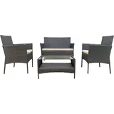 Mobili Rebecca Rebecca Mobili Gartengarnitur, grau aus Polyrattan mit Kissen, 4 Sitzplätze - Grau