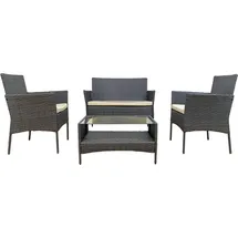 Mobili Rebecca Rebecca Mobili Gartengarnitur, grau aus Polyrattan mit Kissen, 4 Sitzplätze - Grau