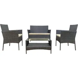 Mobili Rebecca Rebecca Mobili Gartengarnitur, grau aus Polyrattan mit Kissen, 4 Sitzplätze - Grau