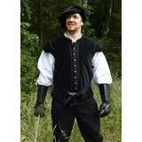 Battle Merchant Kostüm Samt Doublet Victor mit Metallknöpfen, schwarz, Gr. S