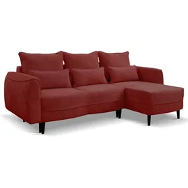 Kaiser Möbel Ecksofa Selio mit Schlaffunktion und Bettzeugcontainer Rotwein Rechts