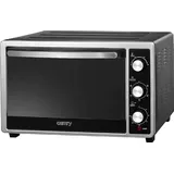 Camry CR 6018 Backofen 35L, Minibackofen Glas-Design,1500 W (Glastür, Heizelemente aus Edelstahl, Temperatureinstellung von 90 bis 230 ° C, Timer - 60 Minuten, Heißluft), silber und schwarz