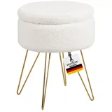 Albatros International Albatros Hocker mit Stauraum Cannes – Sitzhocker mit Stauraum, Modernes Design, Edler Sherpa-Bezug – Sitztruhe oder Sitzbank mit Stauraum – optimal als Fußhocker oder Hocker Schminktisch, Weiss