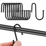 DGUSO S-Haken, 10 Stück, Klein Schwerlasthaken Schwarz, Edelstahl, Garderobe für Kleiderstange in Küche, Badezimmer, Schlafzimmer, Büro (Schwarz)