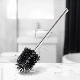 Wenko WC-Garnitur Rivalta Edelstahl/Glas mit Silikon-Ersatzbürste