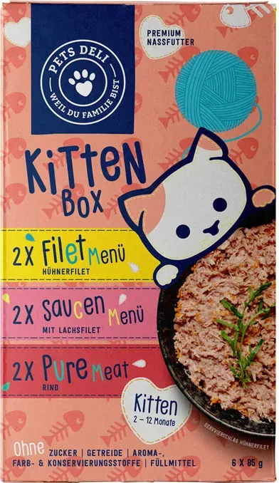 Pets Deli 2 x Nassfutter Kitten Box, 6er Pack