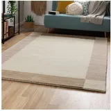 Steffensmeier Nepal Teppich Pali | Wolle, Beige, Größe: 160x230 cm Kurzflor Teppich für Wohnzimmer, Ethno Look