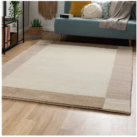 Steffensmeier Nepal Teppich Pali | Wolle, Beige, Größe: 160x230 cm Kurzflor Teppich für Wohnzimmer, Ethno Look