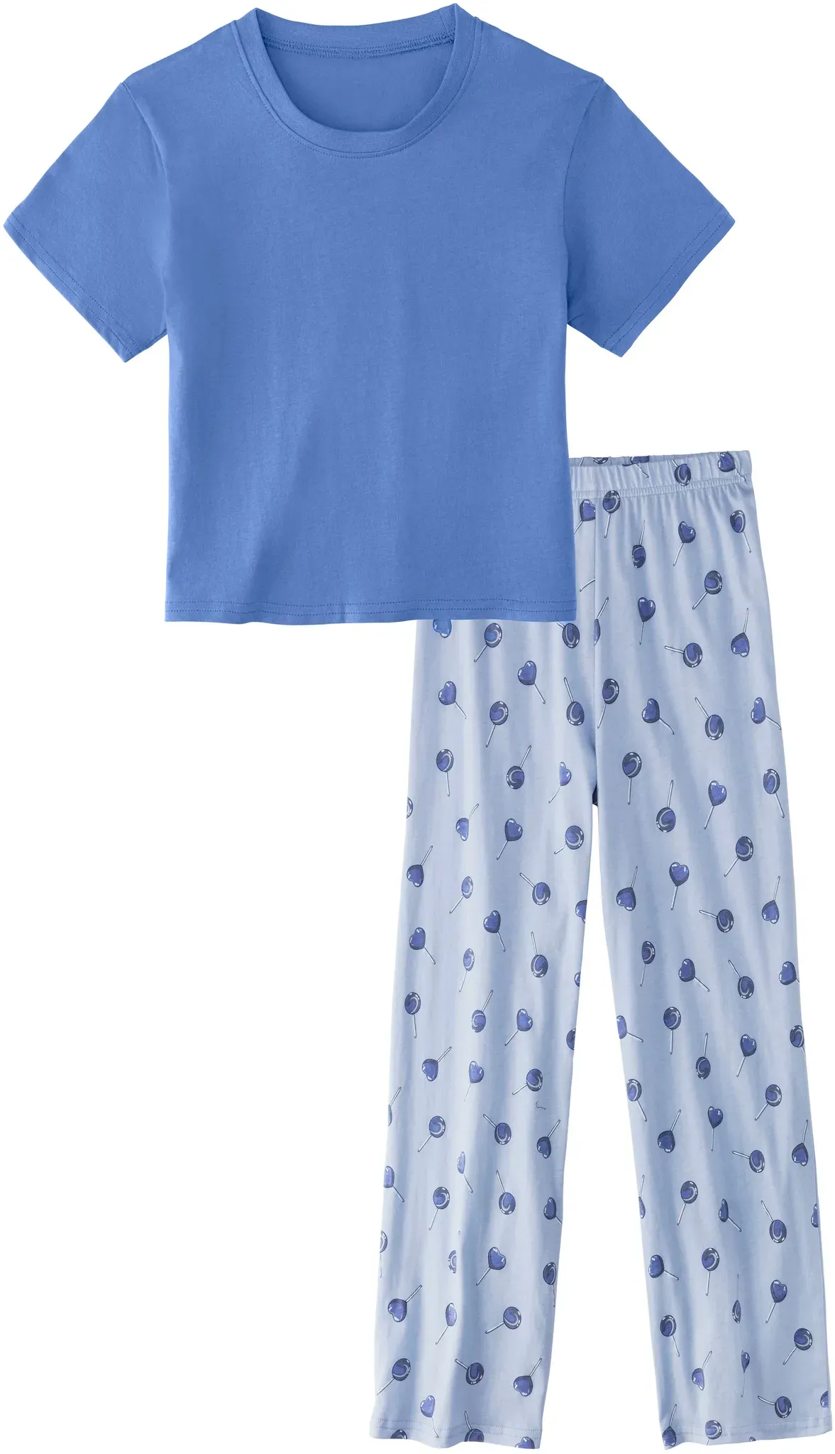 Pyjama BUFFALO Gr. 170/176, blau (blau, gemustert) Kinder Homewear-Sets Pyjamas Hose in weiter Form mit Lollis bedruckt