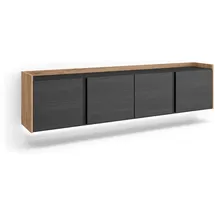 SKRAUT HOME Lowboard 207x50x35 cm Schwarz/Eiche Holzwerkstoff