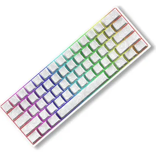 Kabelgebundene mechanische Tastatur, 61 Tasten, Hot-Swap-Gaming-Tastatur mit einstellbaren LED-Leuchten, Magnetschaft-Tastatur fuer Computer/PC/Laptop - Weiß