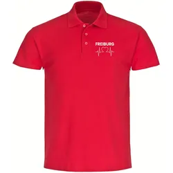 multifanshop Poloshirt - Freiburg - Herzschlag - Druck weiß - Polo
