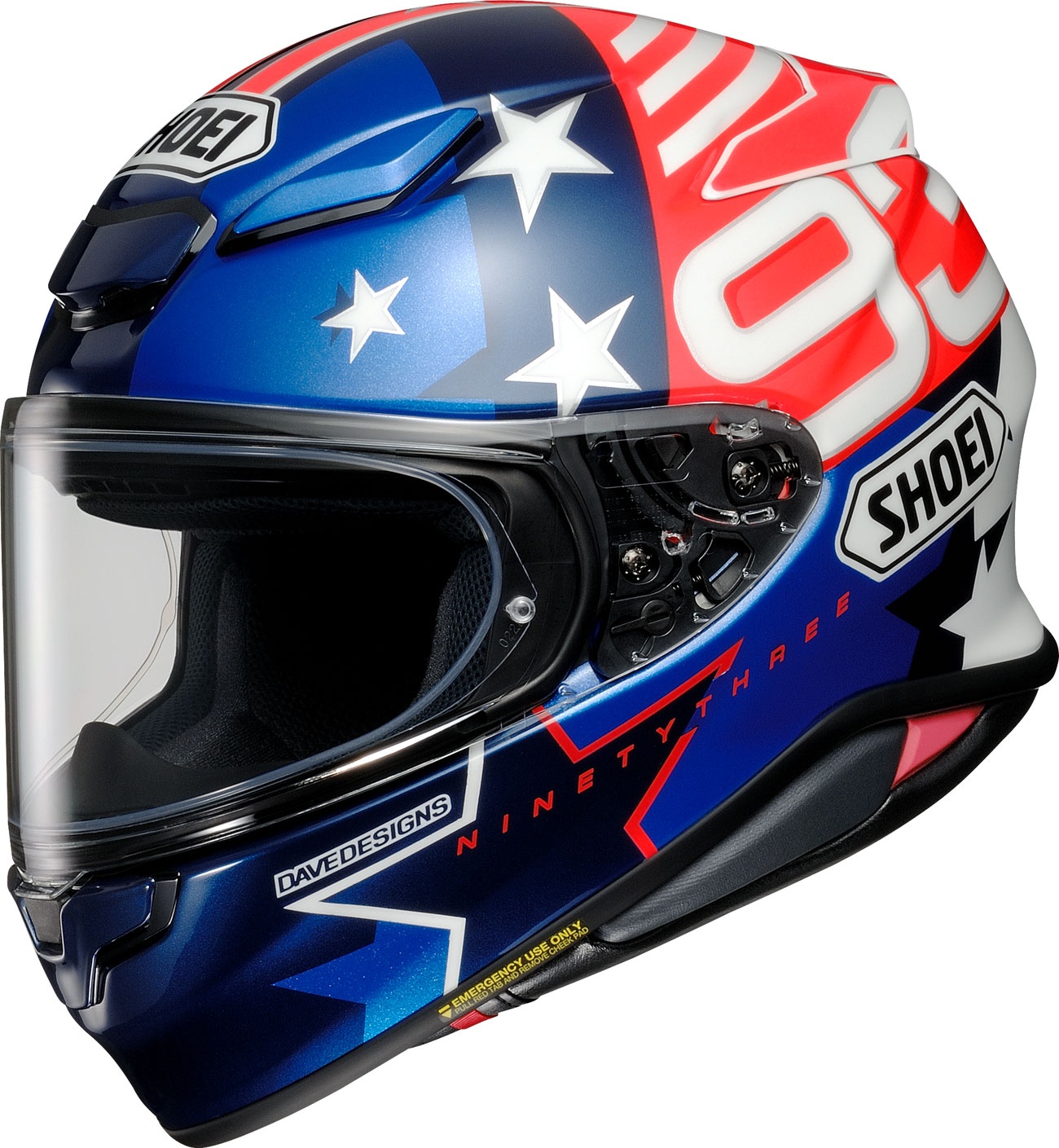 Shoei NXR2 Marquez American Spirit, casque intégral - Bleu Foncé/Bleu/Rouge/Blanc - L