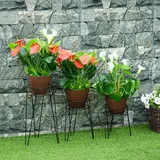 Outsunny Blumenständer 3er Set 23,5 x 30 x 42 cm Schwarz