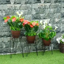 Outsunny Blumenständer 3er Set 23,5 x 30 x 42 cm Schwarz
