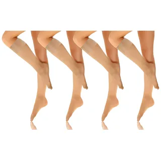 sesto senso Damen Kniestrümpfe Dünn 15 den 4 Paar Halb Matt Transparent Naturale 2x2pack - Einheitsgröße