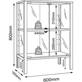 VCM Glasvitrine Jensol 60 x 35 x 80 cm Weiß