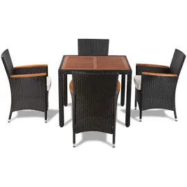 vidaXL Polyrattan Set 5-tlg. schwarz/creme