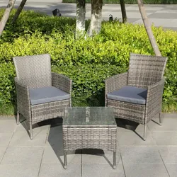Albatros Balkonmöbel Set 3 teilig, Rattan Polyrattan, 2 Sessel mit Tisch
