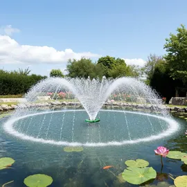 Wiltec SunSun COP-10000 Schwimmende Fontäne 20000l/h, 90W, Wassersäule mit 1m Höhe & 3 m Durchmesser zur Belüftung des Teiches mit Filtersieb