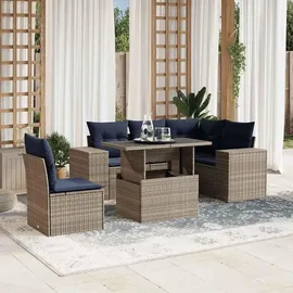 vidaXL Gartensofa-Set 6-tlg. grau Polyrattan