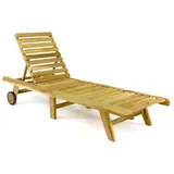 VCM Gartenliege Strandliege faltbar Sonnenliege Gartenliege Liege Teak, 1 St. braun