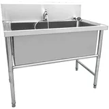 CFMAIF Hundepflege-Badewanne aus Edelstahl, Hundewaschstation für Zuhause, Waschstation mit Wasserhahn (100 x 60 cm)