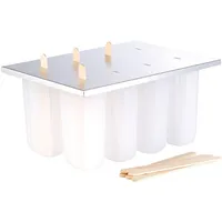 Rosenstein & Söhne Eis-am-Stiel-Bereiter mit 8 Eisformen und Holzstielen