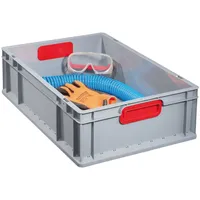 Allit Transportstapelbehälter L400xB300xH220mm grau PP geschlossener Griff rot