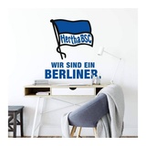 Hertha BSC Wandtattoo Fußball Wandtattoo Hertha BSC Wir sind ein Berliner Flagge Blau Weiß Slogan, Wandbild selbstklebend, entfernbar blau 120 cm x 130 cm